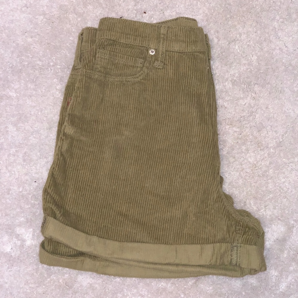 BDG Green high-waisted corduroy shorts